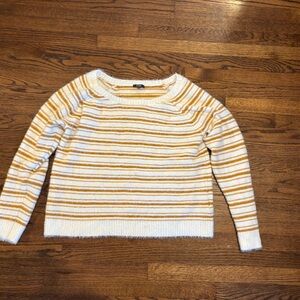NYDJ Striped White and Tan/Goldish Sweater